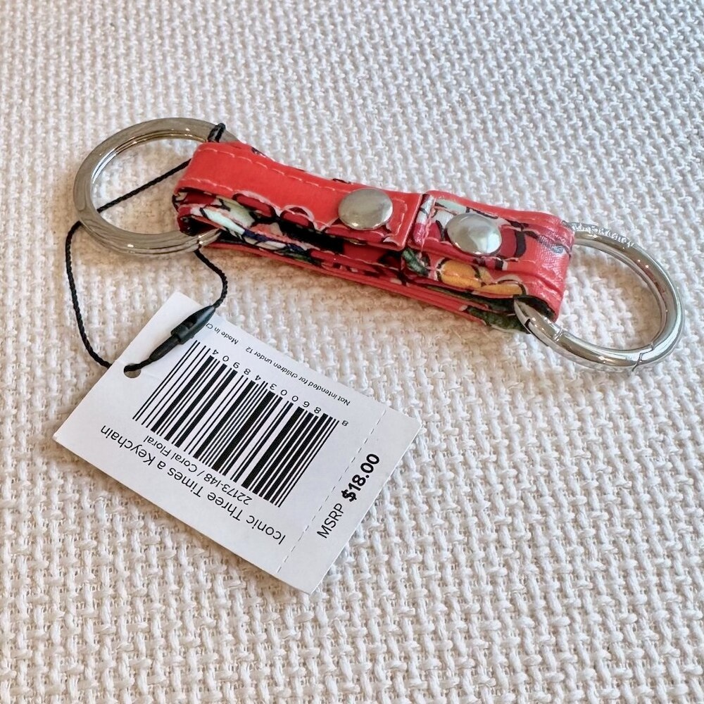 Vera Bradley NWT Keychain-Coral Floral-Rare-New with tags!
